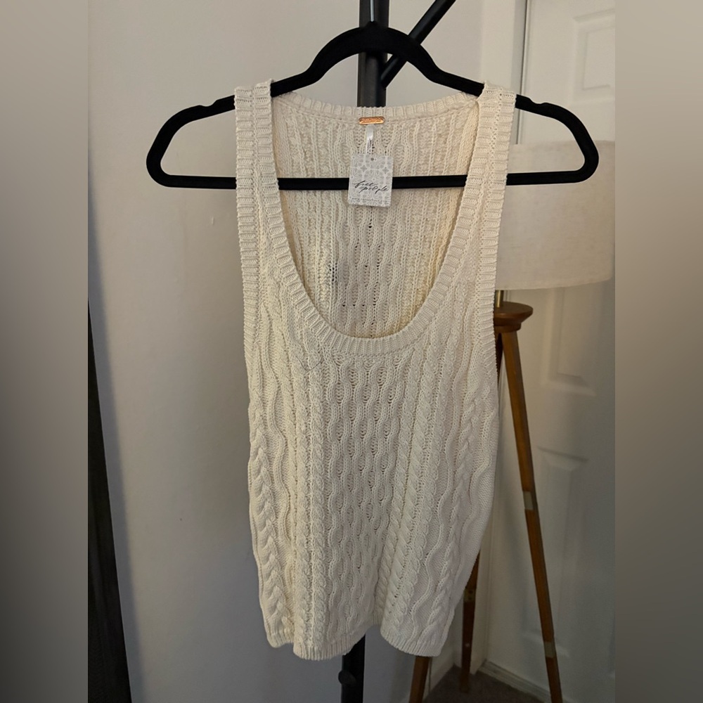Free People Cream Cable Knit Muscle Tee - Picture 10 of 12